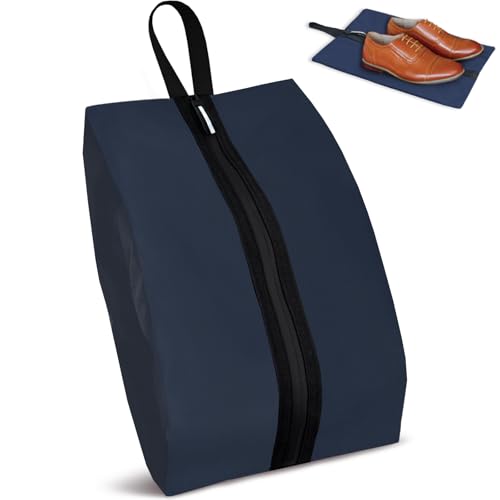 Shoe Bag for Travel, Waterproof Extra Large Shoe Storage Organizer with Handle, Multi-Functional Odor-Resistant Shoe Pouch for Gym, Soccer, Golf, Tennis Soccer Cleats Bag 16.5 x 9.8 Inches (Dark Blue) - color: Dark Blue