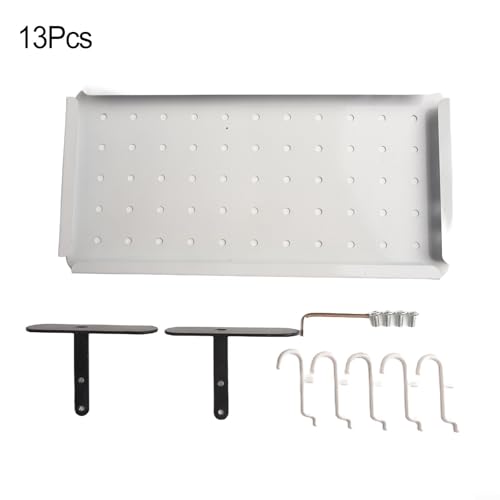 Storage Pegboard Wall Mount Organizer Kit For Home Office Craft Room, Metal Hanging Board With Hooks For Tools Supplies Ornaments Display, No Drilling Installation(A)