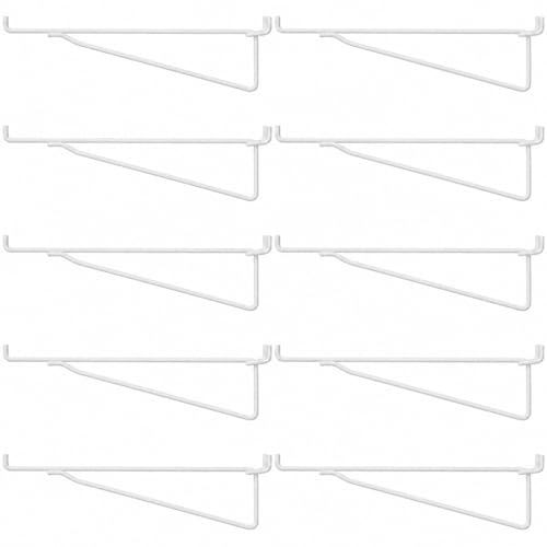10 Pcs 12 Inch Pegboard Shelf Brackets, Sturdy Metal Peg Hook Heavy Duty Garage Organizer Hanger, Fits 1/4" Pegboard Slatwall, for Workshops Trade Show Booths(White) - color: White, size: 12 Inch
