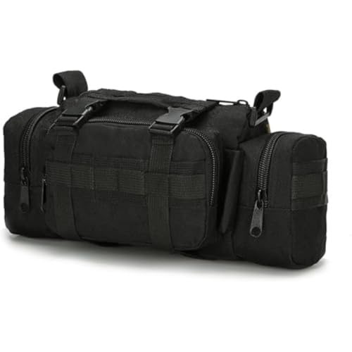 Tactical Duffel Bags for Men, 3P Military Waist Packs EDC Utility Pouch Crossbody with Shoulder Strap Hand Carry (Black) - color: Black