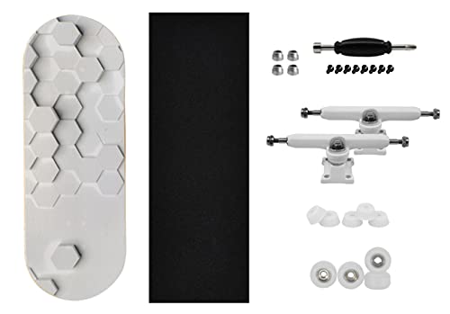 Teak Tuning 34mm Pro Fingerboard Heat Transfer Graphic Complete - Fully Assembled with Pro Level Parts - Pro Shaped Wood Deck (34x97mm), UltraSpin Wheels, Prodigy Trucks - Raised Hexagons - color: Raised Hexagons