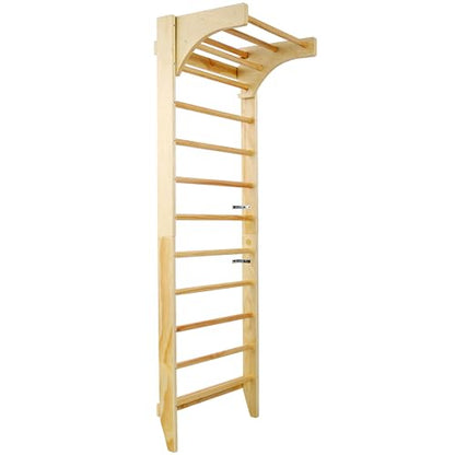 Wall Mounted Swedish Ladder & Pull Up Bar - Professional Stall Bars for Physical Therapy & Home Gym - High Weight Capacity Wooden Training System for Rehab & Strength Exercises