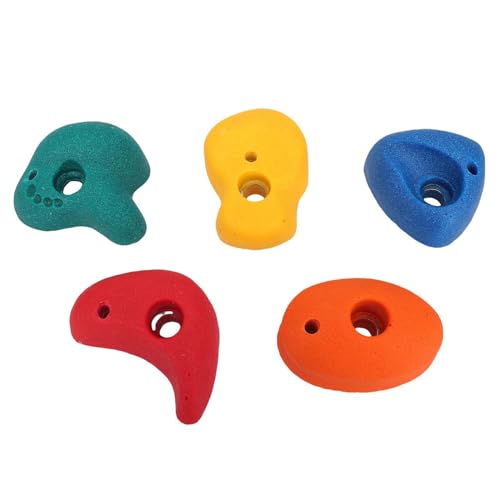 Kids Multi Colored Resin Climbing Holds Kit for Indoor Outdoor, Varied Shape Design Climbing Rocks for Children Wall, with Mounting Hardware, Safe Edges, for Enhancing Coordination Skills