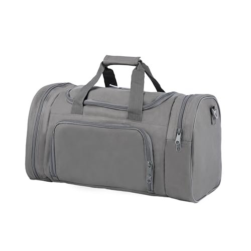 Tactical Gym Duffel Bag for Men Women with Separate Shoe Compartment | Built for sports, travel, camping, and hunting, with easy carry and organized space for clothes and daily gear - color: A-Grey