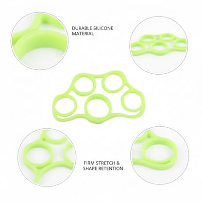 Premium Silicone Finger Resistance Band for Hand Exercise and Grip Practice - color: Green