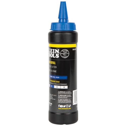 Klein Tools CHLK14B Marking Chalk Refill, High-Visibility Blue, 14-Ounce Squeeze Bottle, Water and Fade Resistant Chalk - color: Blue, style: Cartridge Refill