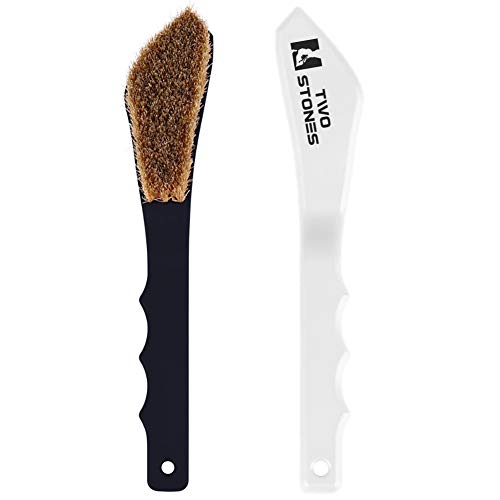 TWO STONES Boar Hair Rock Climbing Brush with Ergonomic Handle, Bouldering Boulder Brush as Durable Cleaning Tool for Chalk and Climbing Holds on Wall Indoor or Outdoor - color: Black&white
