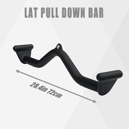 BLUSLM Lat Pull Down Bar T bar Row Attachment, V Bar Tricep Lat Pulldown Attachments, Back Strength Training Bar for Home Gym Exercise Cable Machine Attachments - color: Black 04