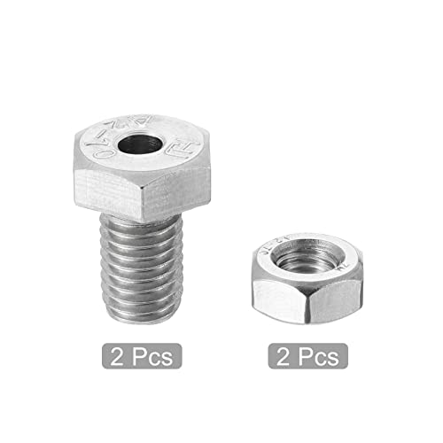 MECCANIXITY M10x16mm Hollow Screw Bolts External Hexagon Fasteners with Nuts, 304 Stainless Steel Pack of 2 - size: M10x16mm