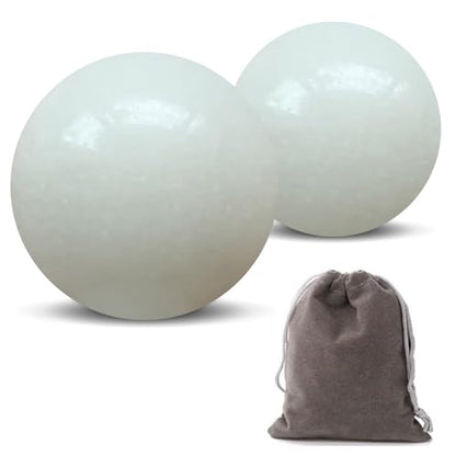 Natural Marble Baoding Chinese Meditation Balls, Stress Relief Hand Exercise Therapy Set, White Medium-1.57" - color: White, size: Medium-1.57"