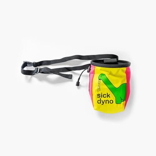 Sick Dyno Escape Climbing Chalk Bag | Funny & Colorful Rock Climbing Chalk Bag | Made with Recycled Material | Durable with Secure Closure & Brush Holder | Ideal for Bouldering & Gym Climbing