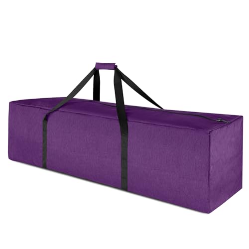 TOPDesign 1-Pack 46 Inch Extra Large Zippered Duffel Bag for Travel Camping Sports Equipment Storage, Waterproof Foldable Luggage Bag with Padded Handles (Purple) - color: Purple, size: 46 Inches