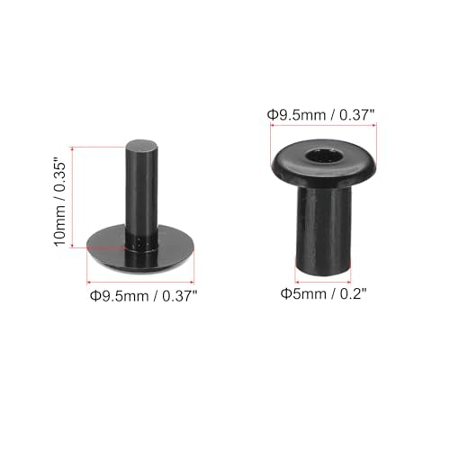 PATIKIL M5x10mm Plastic Binding Post, 50 Sets Plastic Chicago Screws Binding Screw Rivet Post Press-on Buckle for Leather Scrapbook Photo Albums, Black - color: Black, size: M5x10mm