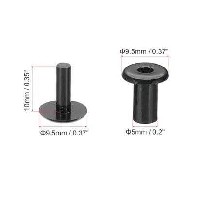 PATIKIL M5x10mm Plastic Binding Post, 50 Sets Plastic Chicago Screws Binding Screw Rivet Post Press-on Buckle for Leather Scrapbook Photo Albums, Black - color: Black, size: M5x10mm