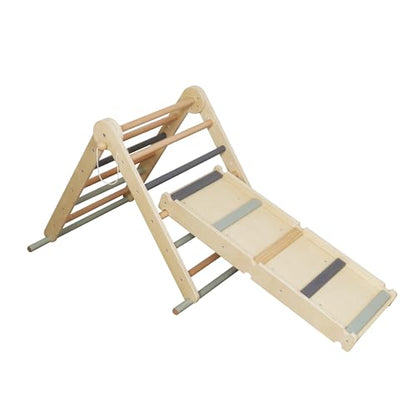 Kids Foldable Climbing Set with Ladder,Ramp,Balance Beam;Triangle Wooden Climbing Toys for Toddlers 1-3 Inside Playground,Baby Indoor Climber Jungle Gym for Montessori