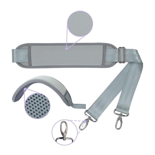 60 Inch Shoulder Strap for Bag with Removable Ultra-Thick Pad | 60" Shoulder Strap with Removable Thick Pad,Adjustable Buckles and Metal Hooks, for Briefcase/Laptop/Messenger/Luggage Bag - color: Grey