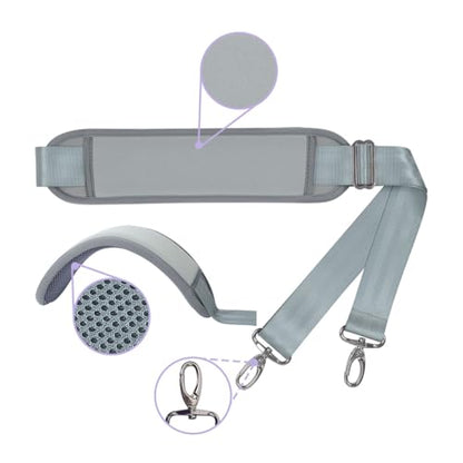 60 Inch Shoulder Strap for Bag with Removable Ultra-Thick Pad | 60" Shoulder Strap with Removable Thick Pad,Adjustable Buckles and Metal Hooks, for Briefcase/Laptop/Messenger/Luggage Bag - color: Grey