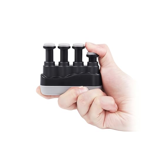 Finger Strengthener, Nalu Hand Grip Trainer Exerciser for Piano, Guitar, Bass, Ukulele Players, Plastic Material, Lightweight and Portable - Improve Finger Flexibility, Strength,1 Pack (Black+Gray) - color: Black+Gray