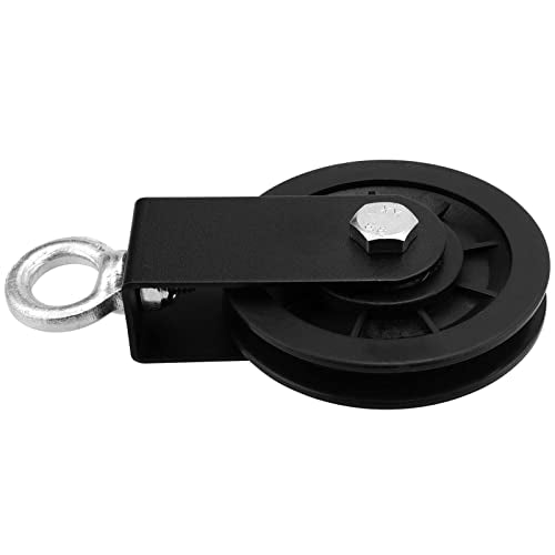 4 Pack Cable Pulley Wheel 3.5 in/90 mm, 360 Degree Rotation Aluminum Silent Pulley for Gym Exercise, Home Project and Lifting, Black