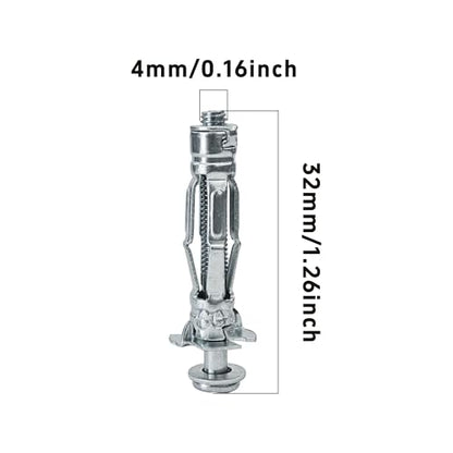 15Pcs M4x32mm Heavy Duty Zinc Plated Steel Molly Bolt Hollow Drive Wall Anchor Screws for Drywall, Plaster, and Tile, Ideal for Home and Professional Use - size: M4x32mm