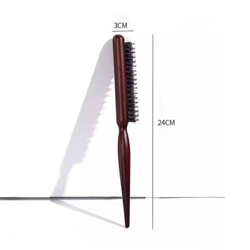 2 Pcs Teasing Boar Bristle Hair Brush for Women Rat Tail Comb with Pick Fine Tooth Hair Brush for Edge Control Backcombing Slick Back Smoothing and Styling Brush Adds Volume Reduces Frizz