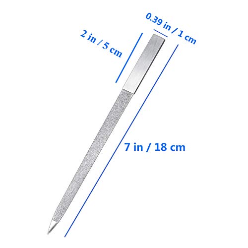 8 Pack Diamond Nail File Fingernail Files,7 Inch Stainless Steel | Double Side Nail File,Plastic Sleeves Packaged Individually,Diamond Flakes,Pointed Design,For Salon Home and Travel