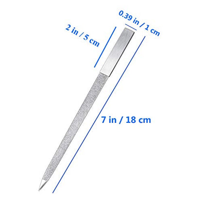 8 Pack Diamond Nail File Fingernail Files,7 Inch Stainless Steel | Double Side Nail File,Plastic Sleeves Packaged Individually,Diamond Flakes,Pointed Design,For Salon Home and Travel