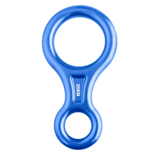 35kN Climbing Rescue Figure 8 Descender Rigging Plate Heavy Duty & Large & High Strength Rappel Device Equipment for Rappelling, Belaying, Tree Climbing, Aerial Silks Rigging - color: Blue - 35 kN
