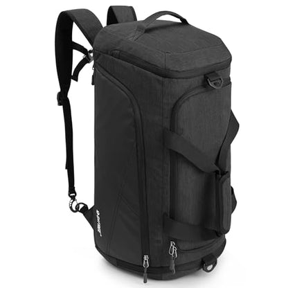 G4Free 45L/60L 3-Way Duffle Backpack Gym Bag with Wet Pocket & Shoes Compartment Sports Travel Weekender Overnight Duffel Bag | with Wet Pocket, Weekender Overnight Duffel Bag, Dark Grey - color: Dark Grey, size: 45L