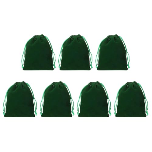 Drawstring Dice Bag 3.54" x 4.72" Durable Flocking Cloth Tarot Card Bag Perfect for Dice Storage & Jewelry & Chess & Cosplay Coin & Board Gaming Accessories (Lake Green, 7pcs) - color: Lake Green, size: 3.54"x4.72"