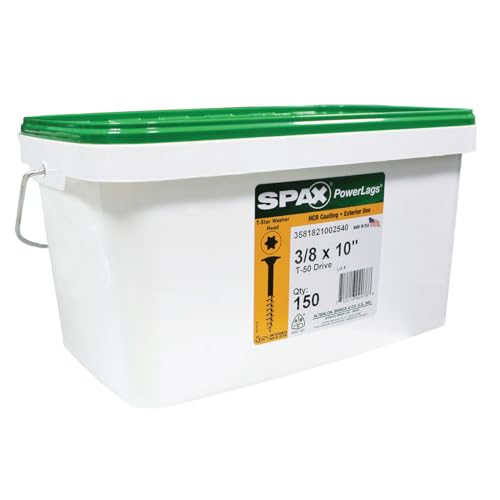 SPAX 3581821002540 3/8 x 10 T-Star Washer Head HCR (High Corrosion Resistant) (Exterior) Powerlag Screw (150 Pieces per Pail) - size: 3/8 x 10"