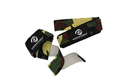 Gripad Heavy Duty Lifting Straps in Carry Pouch - Wrist Strap Set for Weight Lifting, Cross Training & Power Lifting - Strong Neoprene Gym Workout Deadlift Enhanced Grip and Stability - color: forest camo