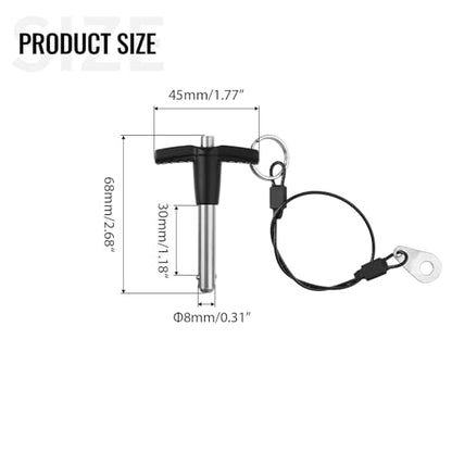T Handle Quick Release Pin 5/16 Inch Diameter ,Stainless Steel Ball Locking Pin with Push Button Lanyard Cable Usable Length 1.18"(8*30mm) - size: 8mm-30mm