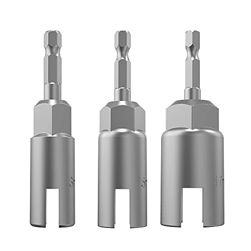 1/4" hex Shank nut Driver Power Wing nut Drill bit Socket Tool Drive kit | slotted wing nut drill sleeve wrench wrench kit, panel nut screw eye C-shaped hook bolt （13mm15mm17mm - size: 3 Pack 3 Size 13mm,15mm,17mm