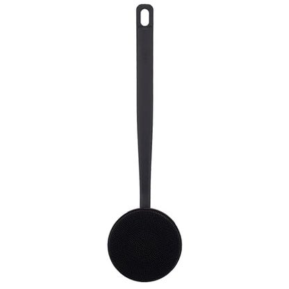 DNC Back Scrubber for Shower, Silicone Shower Brush with Long Handle Soft Bristles, Bath Body Exfoliator Washer for Men Women - color: Charcoal