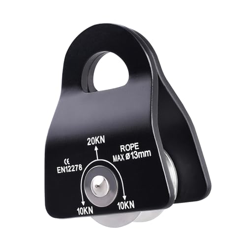 Azarxis 20 kN Micro Side Swing Pulley Prusik Minding Pulleys for 0.47" / 12mm Rope/Cable Rock Climbing Tree Arborist Zipline Lifting Hauling Dragging Rescue Aerrial Work Hitch Tending - color: #01 Black