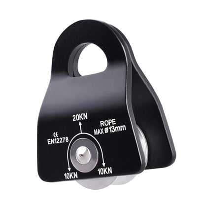 Azarxis 20 kN Micro Side Swing Pulley Prusik Minding Pulleys for 0.47" / 12mm Rope/Cable Rock Climbing Tree Arborist Zipline Lifting Hauling Dragging Rescue Aerrial Work Hitch Tending - color: #01 Black