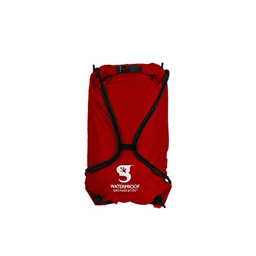 geckobrands Embark 10L Drawstring Backpack – Waterproof, Lightweight Dry Bag for Beach, Hiking, and Light Water Activities - color: Cardinal/White