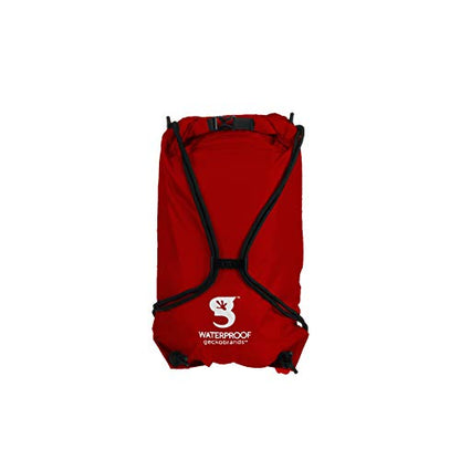 geckobrands Embark 10L Drawstring Backpack – Waterproof, Lightweight Dry Bag for Beach, Hiking, and Light Water Activities - color: Cardinal/White