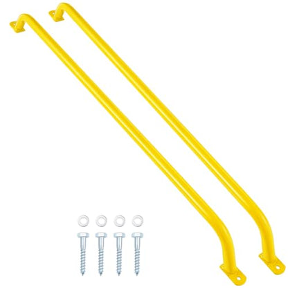 Lounsweer 2 Pcs,39 Inch Playground Safety Handles, Long Grab Bars,Yellow | Playhouse Ladder Handles, Treehouse Accessories, Rock Climbing Wall, Metal Grab Bars, Safety Handrails, Playground Equipment - color: Yellow, size: 39 Inch