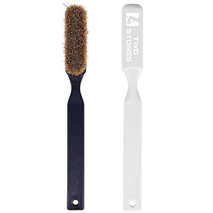 TWO STONES Climbing Chalk Brush with Thick Ultra Durable Boar's Hair Bristles, Bouldering Brush with Ergonomic Handle Portable with Climbing Chalk Bag(Not Included) for Climbing Wall Holds - color: Black+white