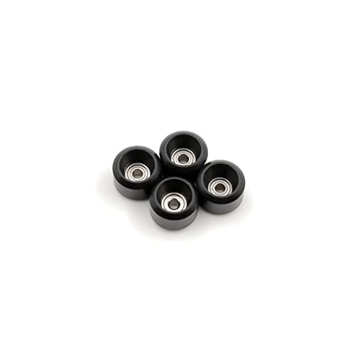 SPITBOARDS® Fingerboard Pro Wheels with Real Ball Bearings, Professional CNC Polyurethane Quality, Street Wheels Shape (Black) - color: Black