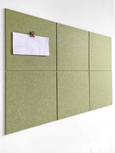 Cork Board 24 x36 Alternative - 6 Pack Felt Wall Tiles with Safe Removable Adhesive Tabs, Cork Boards for Walls Cork Board for Home Office Pin Board Tack Board - Spring Green - color: Spring Green, size: 6 Panels