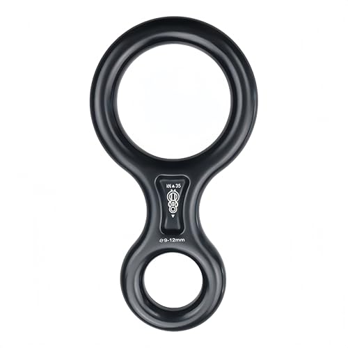 Figure 8 Descender, 30kN Climbing Descender, Heavy Duty 7075 Aluminum Belay & Rappel Equipment for Climbing, Mountaineering, Arborist, Caving, Aerial Yoga - color: 35kN-Black