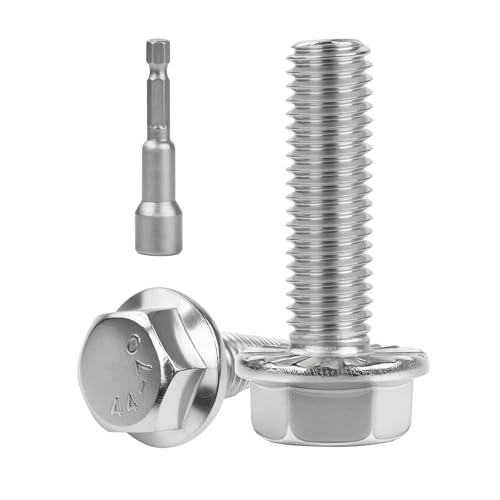 M6x25mm Serrated Flanged Hex Head Screws Bolts 25pcs HS/JXLS-10 | 304 Stainless Steel, External Hex Machine Screws, Equipped with Hex Sleeve, for Construction, for Automotive, for Industrial - size: M6x25mm