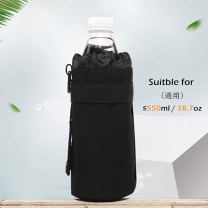 TRIWONDER Tactical MOLLE Water Bottle Pouch H2O Hydration Carrier, Military Bottle Holder Molle Drink Holder Travel Water Bottle Bag for Backpack Camping Outdoor - color: 01 Black - 2 Pack