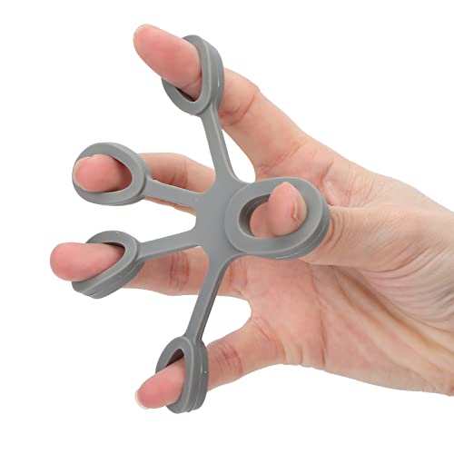 Finger Stretcher, High Elasticity Silicone Portable Five Finger Stretching Band for Guitarist Hand Grip Strengthener and Flexibility Exercise, 2-Pack Green Grey 8.8lb