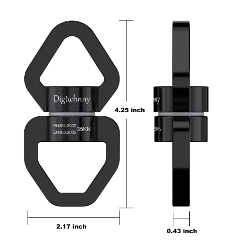 35KN Swing Swivel with Swivel Carabiner, Black, 1 Pack | For hanging chairs, aerial yoga, hammocks, tire swings, kids' swings, gym rings, web tree swings, smooth rotation - color: Black, size: 1 pack with carabiner