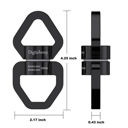 35KN Swing Swivel with Swivel Carabiner, Black, 1 Pack | For hanging chairs, aerial yoga, hammocks, tire swings, kids' swings, gym rings, web tree swings, smooth rotation - color: Black, size: 1 pack with carabiner