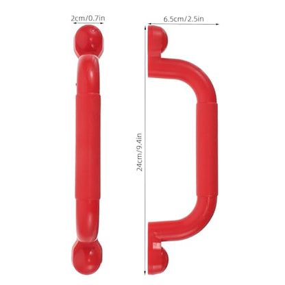 1 Pair Playground Safety Handles - Non-Slip Plastic Kids Playground Grab Handles - for Playhouse, Treehouse, Climbing Frame, Jungle Gym, Swing Set Red - color: Red